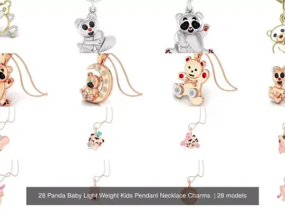 28 Panda Baby Light Weight Kids Pendant Necklace Charms  3D Model Pack