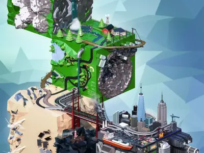 Low Poly Scenes futuristic city 3D model