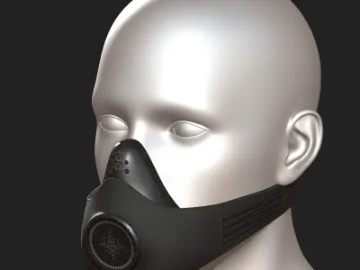 Gas mask respirator scifi futuristic  Low-poly 3D model