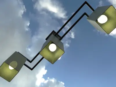 Chandelier three light fixtures in sky Free low-poly 3D model