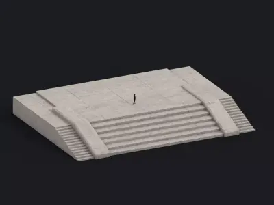 Brutalist Entrance Stairs 25 Low-poly 3D model