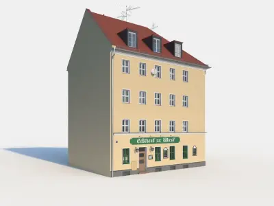 Residential City Building - Corner - 01 - Restaurant 3D model