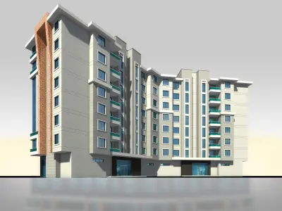 Residence Architectural 3d Model with Render Scene Low-poly 3D model
