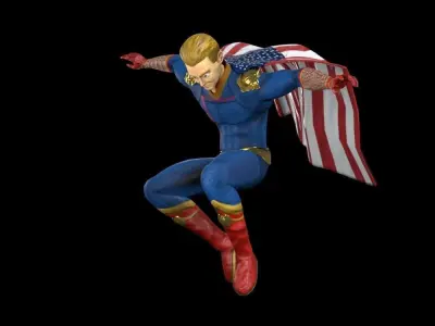 Homelander The boys 3D model Animated  Low-poly 3D model