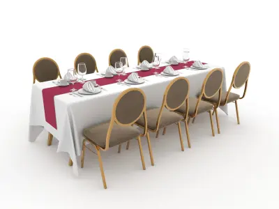 Collection Banquet Table and Chair 29 3D Model Pack