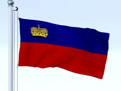 Animated Liechtenstein Flag Low-poly 3D model