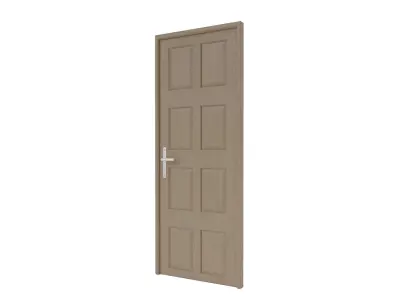 FREE Single Door with molds frame handle and hinges Free 3D model