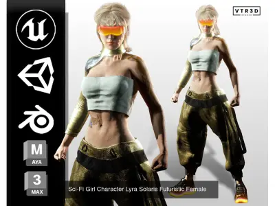Pack Stylized Sci-Fi Cyberpunk Female Characters