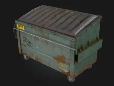 Rusty Green Dumpster  Urban Decay in Grimy Detail 3D model