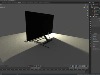 Desk with Monitor  Keyboard and Mouse Free 3D model