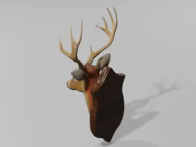 Realistic Mounted Deer Head  Low-poly 3D model