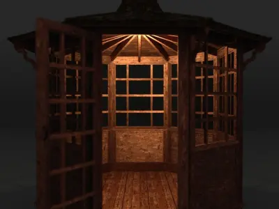 Gazebo wooden Low-poly 3D model