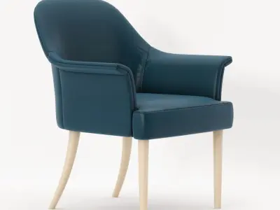 Chair collection leather with wooden legs 3D model