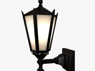 Exterior wall sconce and metal planter 3D model