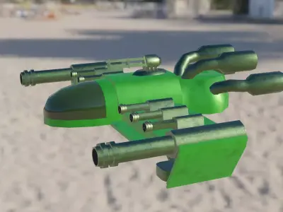 Low Poly 3D Fighter Spacecraft- Rigged Low-poly 3D model