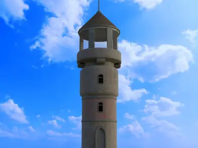 Lighthouse mosque under cloudy sky Free 3D model
