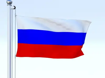 Animated Russia Flag Low-poly 3D model