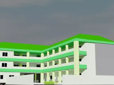 buliding school 3D model Low-poly 3D model