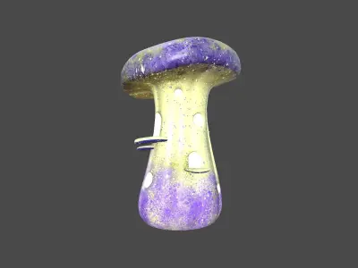 Fantasy Mushroom F08 Purple Yellow - Scene Backdrop Design Low-poly 3D model