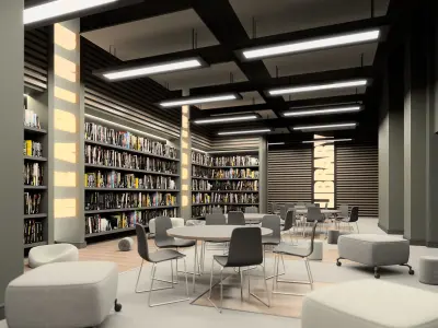 Redshift - C4D Scene files - Library Interior 3D model