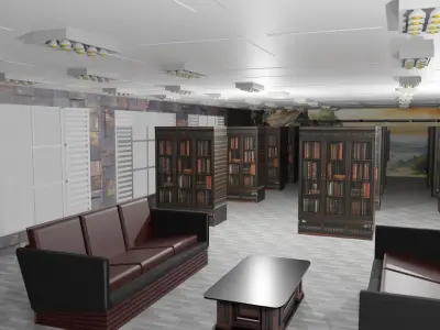 Library Interior Low-poly 3D model