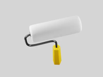 Paint roller  with plastic handle 3D model