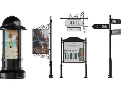 Classic Street Advertising BLENDER 3D Model Cycles 3D model