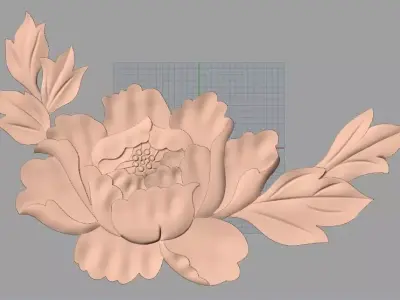 Bed door flower 3D relief STL model for CNC engraving E520 3D model