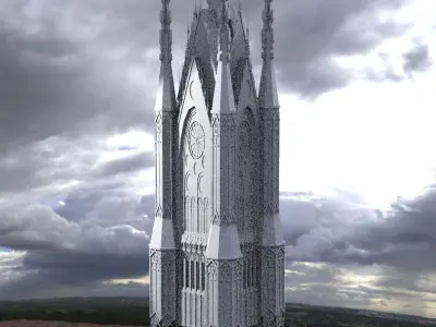 Gothic Cathedral Grand Tower 3D model