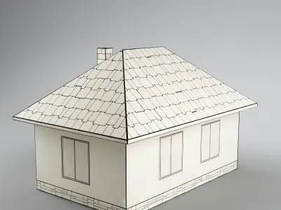 Paper house low poly Low-poly 3D model