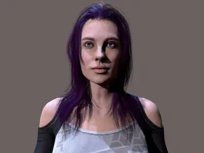 Cyberpunk lady Low-poly 3D model