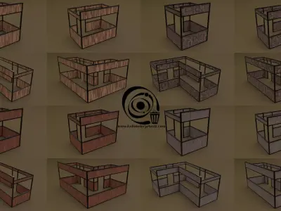 Stall stand Set 16 4M4T 01 R Low-poly 3D model