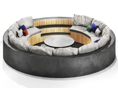 Outdoor Seating-wooden 3D model