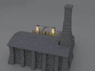 Medieval Cannon Forge Tabletop Terrain 28 mm 3D print model