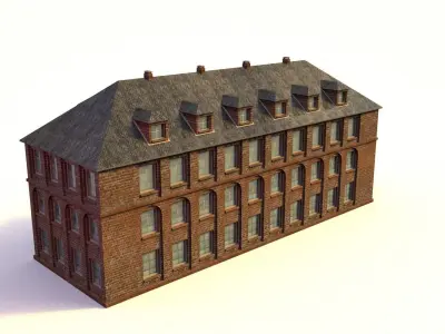 School old brick building 3D model