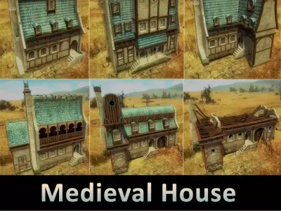 Medieval House Modular Pack Low-poly 3D model