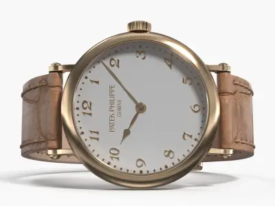  Patek Philippe Calatrava Gold Wristwatch Beige Strap 