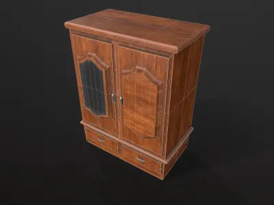 Wardrobe wooden Low-poly 3D model