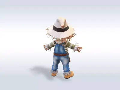 Adorable Scarecrow Halloween Character 3D model