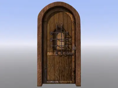 Medieval Dungeon Door Five Pack Low-poly 3D model