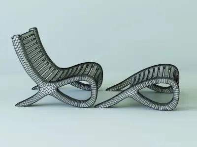 Chair with ottoman Low-poly 3D model