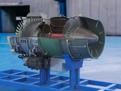  Cutaway Turbofan Jet Engine 