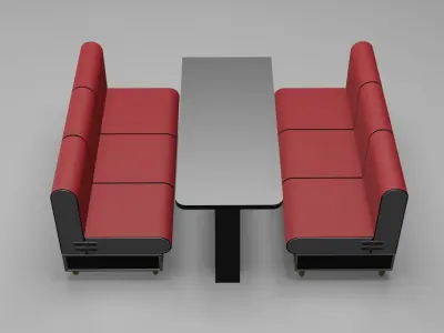 Fast food restaurant sofa and table Low-poly 3D model