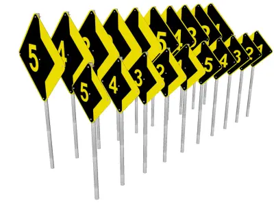 Chevron marker - Sign indicating a sharp curve ahead 02 3D model