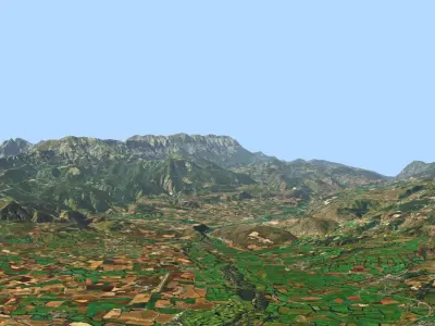 Mountains Range Valley - The Pyrenees 3D model