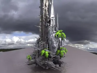 Samoan Island beach Resort Sci fi Abode Kit bash 1 3D model