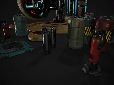  Game sci-fi asset pack Low-poly 3D model