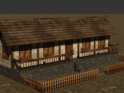 Detailed Low Poly Medieval House Models for Game Development Low-poly 3D model