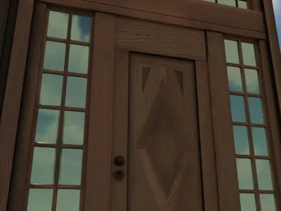 Ornament Wood Door Hi Detail 3D model