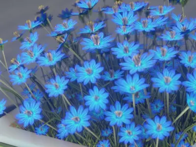 City Flower Pot with Blue Flowers - Object 5 Low-poly 3D model